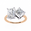 Rose Gold Toi et Moi Radiant and Asscher Cut Two Stone Diamond Ring