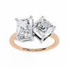 Rose Gold Toi et Moi Radiant and Asscher Cut Two Stone Diamond Ring