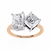 Rose Gold Toi et Moi Radiant and Asscher Cut Two Stone Diamond Ring
