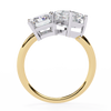 Yellow Gold Toi et Moi Radiant and Asscher Cut Two Stone Diamond Ring