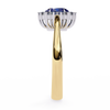 Yellow Gold Oval Blue Sapphire Ring with Diamond Halo