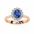 Rose Gold Oval Blue Sapphire Ring with Diamond Halo