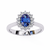 White Gold Oval Blue Sapphire Ring with Diamond Halo