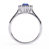 White Gold Oval Blue Sapphire Ring with Diamond Halo