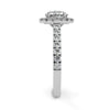 White Gold Round Brilliant Diamond Halo Ring with Pavé Band