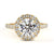 Yellow Gold Round Brilliant Diamond Halo Ring with Pavé Band