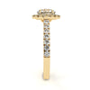 Yellow Gold Round Brilliant Diamond Halo Ring with Pavé Band