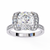White Gold Cushion Cut Diamond Ring with Vertical Pavé Side Panels