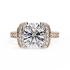 Rose Gold Cushion Cut Diamond Ring with Vertical Pavé Side Panels