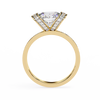 Yellow Gold Cushion Cut Diamond Ring with Vertical Pavé Side Panels