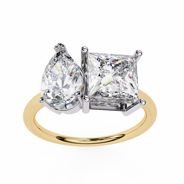 Yellow Gold Toi et Moi Oval and Round Cut Two Stone Diamond Ring (Copy)