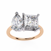 Rose Gold Toi et Moi Pear and Princess Cut Two Stone Diamond Ring