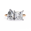 Rose Gold Toi et Moi Pear and Princess Cut Two Stone Diamond Ring