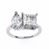 White Gold Toi et Moi Pear and Princess Cut Two Stone Diamond Ring