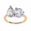 Rose Gold Toi et Moi Pear and Round Cut Two Stone Diamond Ring