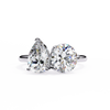 White Gold Toi et Moi Pear and Round Cut Two Stone Diamond Ring