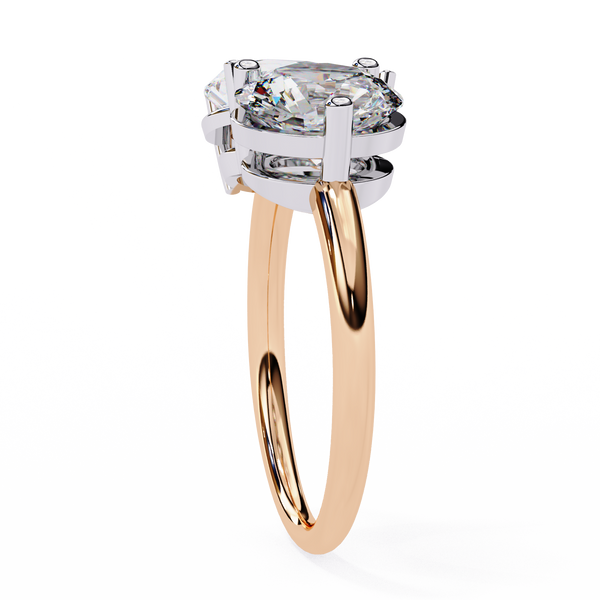 Rose Gold Toi et Moi Pear and Round Cut Two Stone Diamond Ring