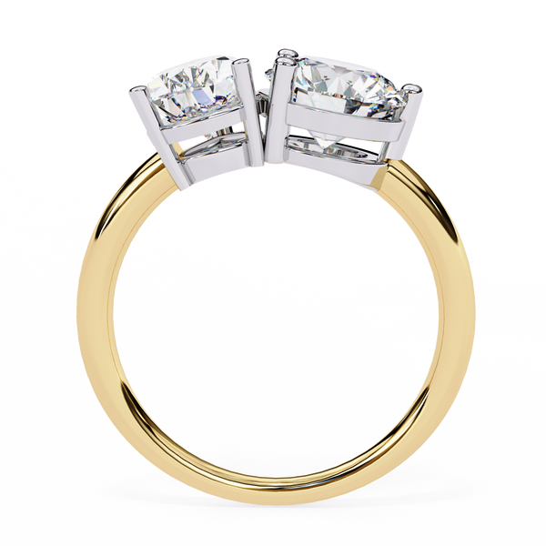 Yellow Gold Toi et Moi Pear and Round Cut Two Stone Diamond Ring