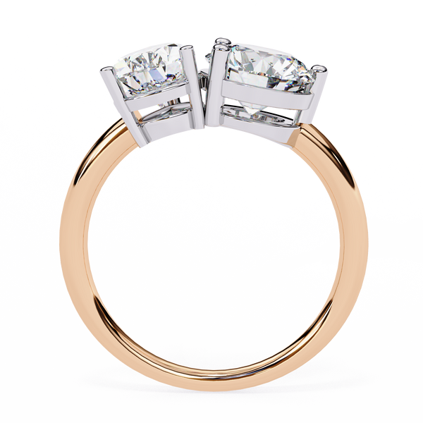 Rose Gold Toi et Moi Pear and Round Cut Two Stone Diamond Ring