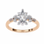 Rose Gold Kite-Set Princess Cut Diamond Ring with Scattered Cluster Accents