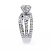 White Gold Round Brilliant Diamond Ring with Triple Split Pavé Crossover Band