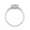 White Gold Kite-Set Princess Cut Diamond Ring with Scattered Cluster Accents