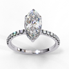 White Gold Marquise Diamond Solitaire Pavé Engagement Ring