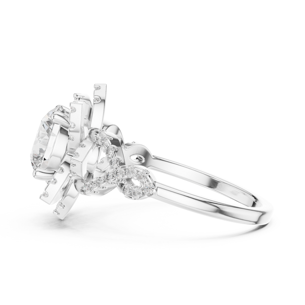 Gold Diamond Lotus Halo Ring