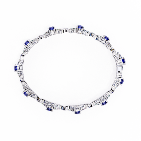 Blue Oval Moissanite Bracelet