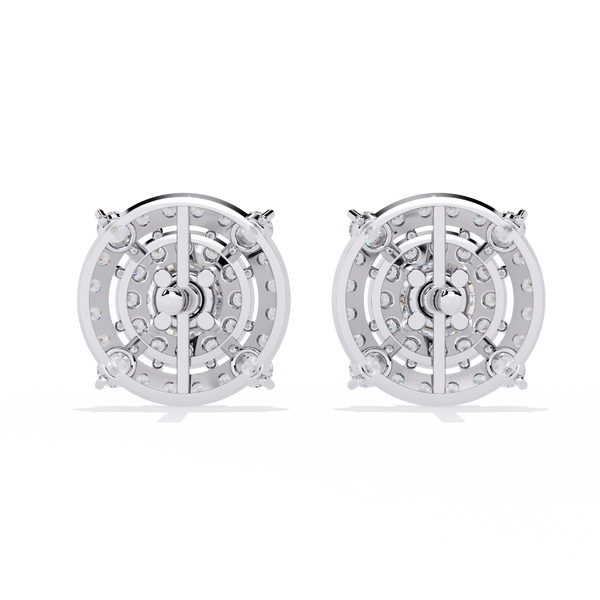 Gold Diamond Double Halo Stud Earrings