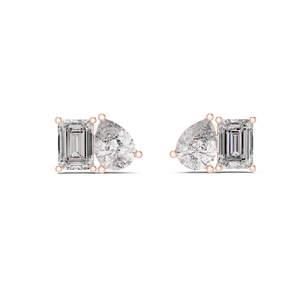 Two-Stone Diamond Stud Earrings