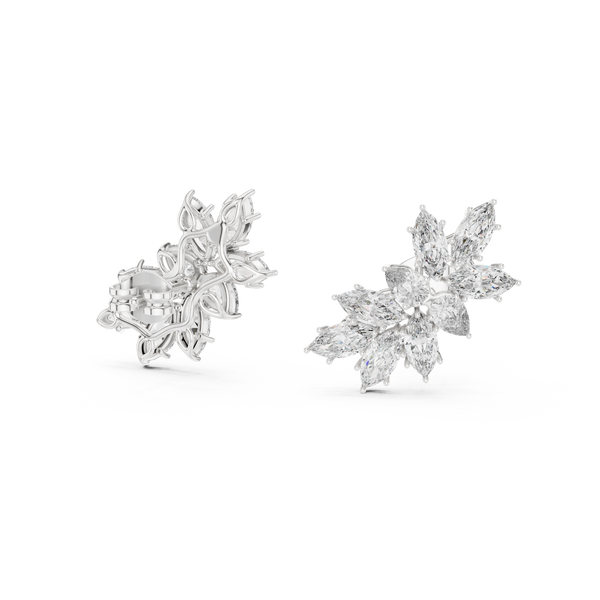 Marquise Diamond Cluster Stud Earrings