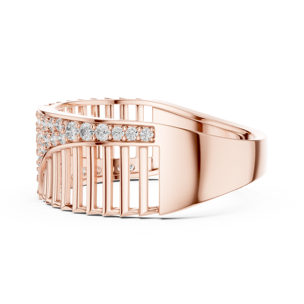Cascade Diagonal Pavé Ladder Openwork Band Ring