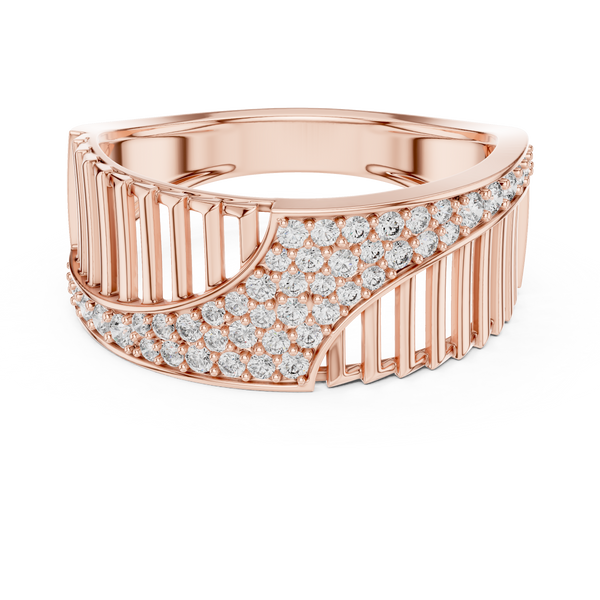 Cascade Diagonal Pavé Ladder Openwork Band Ring