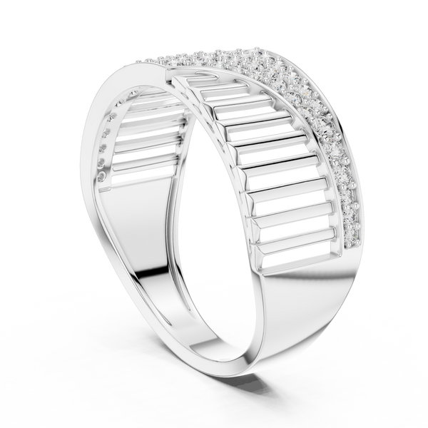 Cascade Diagonal Pavé Ladder Openwork Band Ring