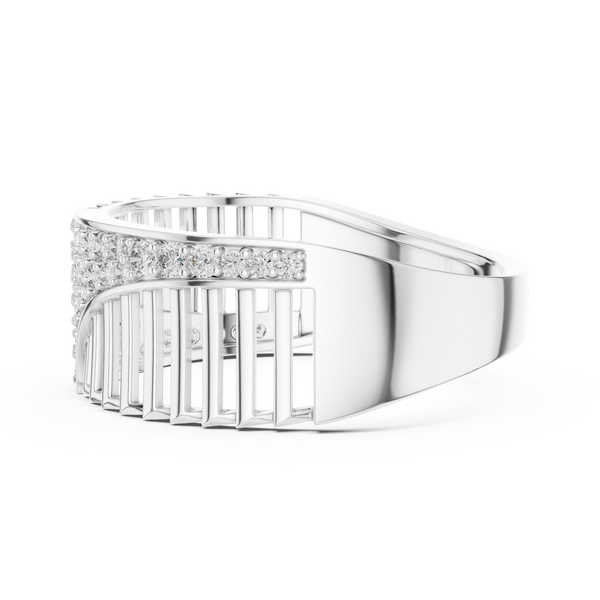 Cascade Diagonal Pavé Ladder Openwork Band Ring