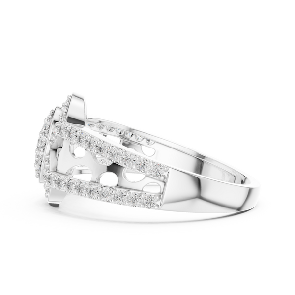 Aurora Oval Halo Cluster Diamond Split-Shank Ring