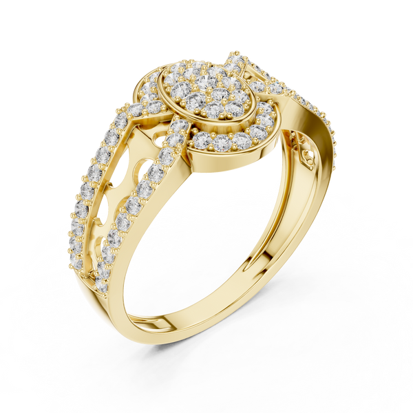 Aurora Oval Halo Cluster Diamond Split-Shank Ring