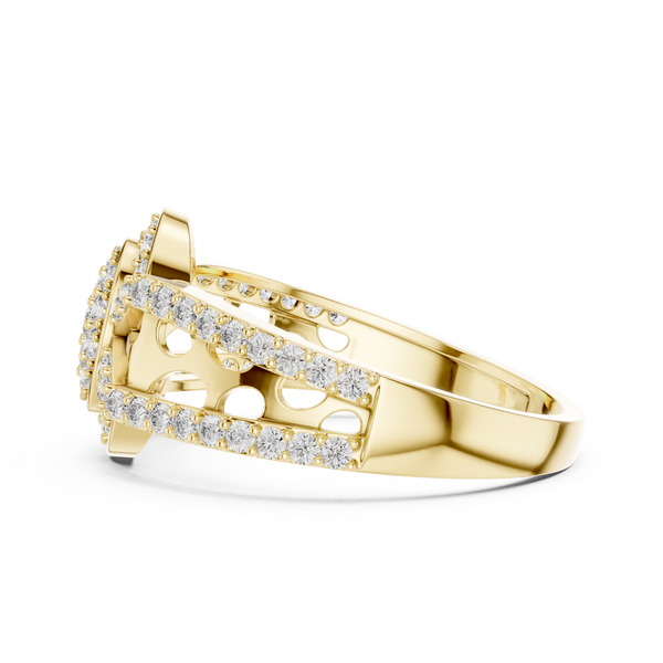 Aurora Oval Halo Cluster Diamond Split-Shank Ring
