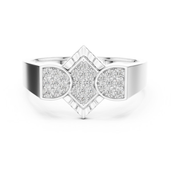 Trinity Pavé Cluster Geometric Bypass Ring