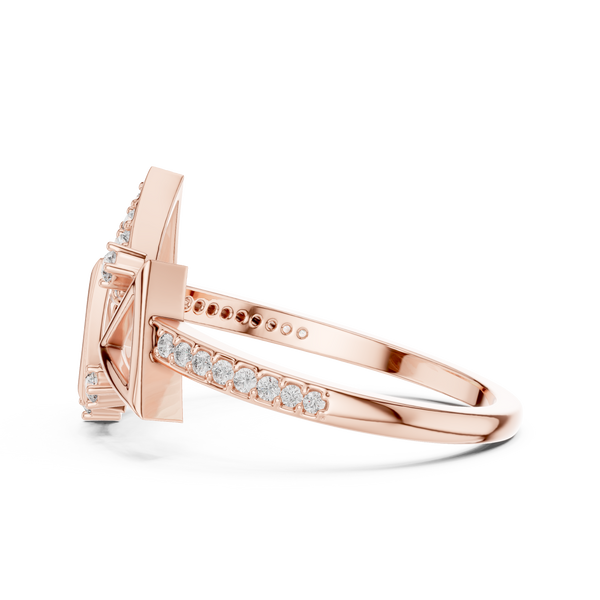 Trigona Geometric Triangle Pavé Diamond Ring