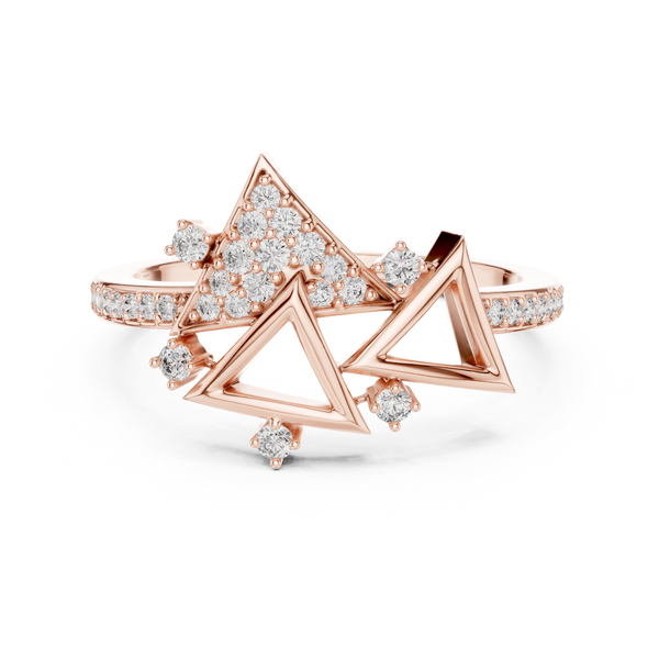 Trigona Geometric Triangle Pavé Diamond Ring