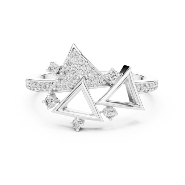 Trigona Geometric Triangle Pavé Diamond Ring