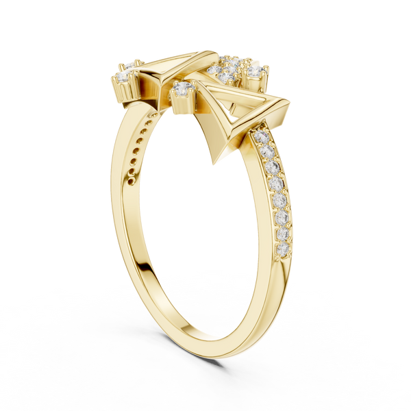 Trigona Geometric Triangle Pavé Diamond Ring