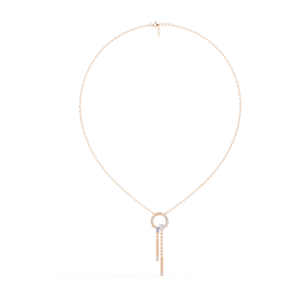 Rose Gold Orbita Dual Drop Diamond Necklace