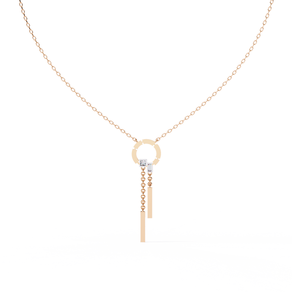 Rose Gold Orbita Dual Drop Diamond Necklace