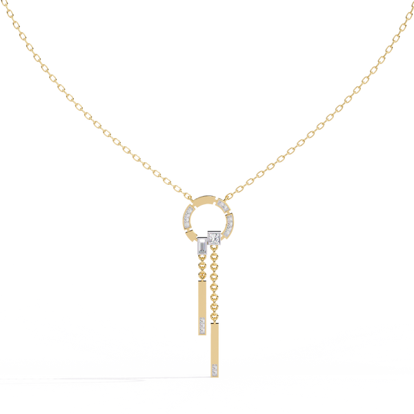Yellow Gold Orbita Dual Drop Diamond Necklace