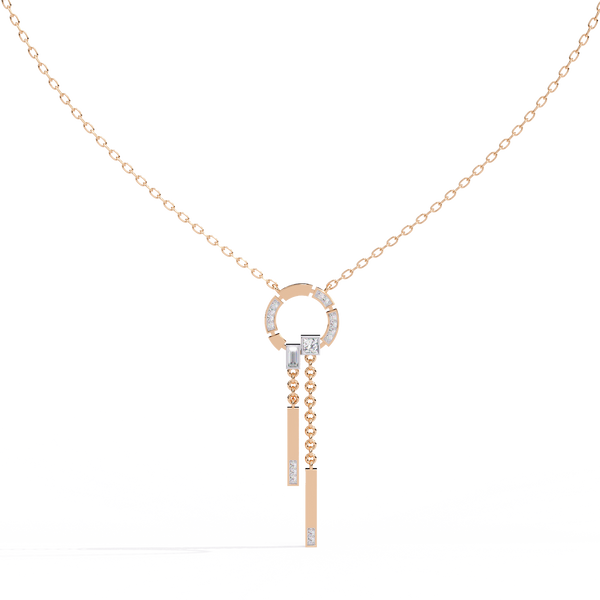 Rose Gold Orbita Dual Drop Diamond Necklace