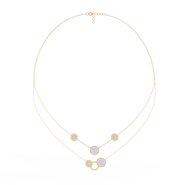 Yellow Gold Celeste Circle Layer Diamond Necklace