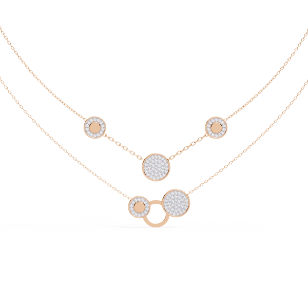 Rose Gold Celeste Circle Layer Diamond Necklace